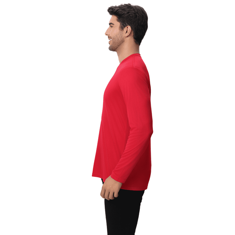 Men's Dry Fit Poly Long Sleeve Shirt, 100 Polyester Crewneck