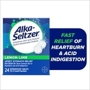Alka-Seltzer Lemon Lime Heartburn Relief tablets, Fast Acid Indigestion Relief, 24 Ct