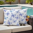 thumbnail image 4 of Purple Blue Butterfly Outdoor Waterproof Pillow Covers, Elegant Gradient Butterflies Decorative Square Throw Pillowcase Sofa Cushion Sham for Patio/Couch/Chair, 16"x16" 2 Pack, 4 of 8