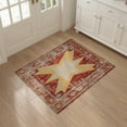 thumbnail image 3 of ODIKA 3'x5' Washable Throw Rug Stain Resistant, Low Profile, Non-Slip Primitive Vintage Distressed Border Farmhouse Folk Lettering for Entryway, Kitchen, Mudroom, 3 of 7