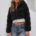 thumbnail image 3 of Winter Warm Coats for Women, Ladies Solid Color Coats Faux Coat Furry Faux Jacket Long Sleeve Outerwear Black M, 3 of 8