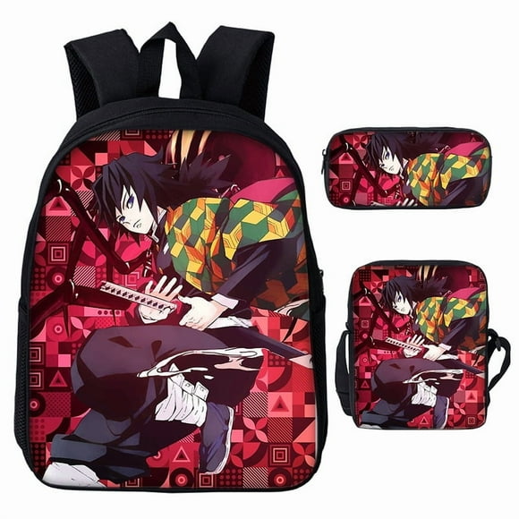3D Demon Slayer Backpack Cartoon Backpack Three-Piece Printing