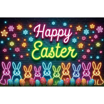 202 Neon Color Easter Photo Backdrop Rabbit Bunny Eggs Party rations Banner Background Home Photography Props Post