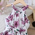 thumbnail image 6 of Zanarzt Kids Summer Dress Cotton Toddler Girl Dress Bow Strap Smocked Summer Outfit Birthday Party Clothes Back to School Clothes Purple,7-8 Years, 6 of 6