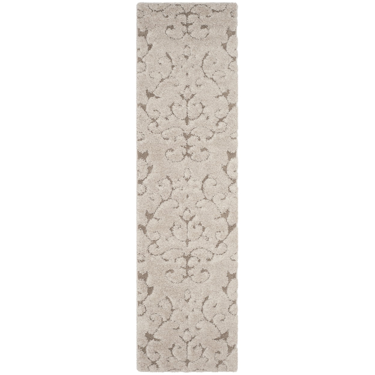 SAFAVIEH Florida Kalina Damask Shag Area Rug, Cream/Beige, 9'6" x 13'