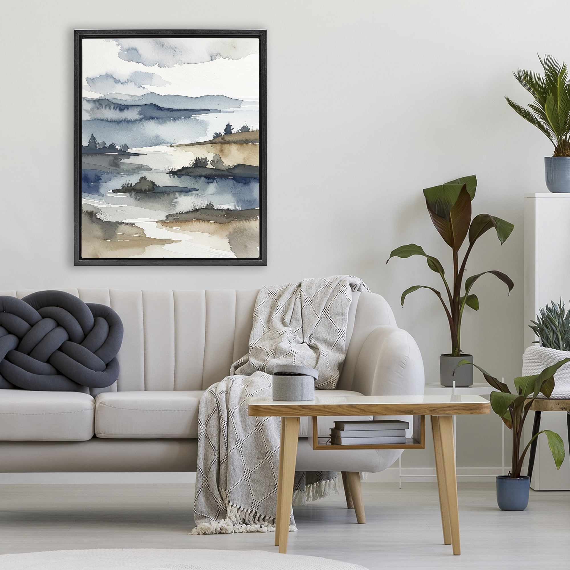 Stupell Industries The Flow Of Water Black Framed Floater Canvas Wall Art, design by Alonza Saunders
