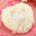 thumbnail image 3 of MAGT Boîte à bagues, Romantique en Forme de Coeur Anneau Cas Anneau De Mariage Oreiller Exquis Anneau Porteur pour la Fête De Mariage(Beige), 3 of 9