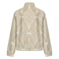 thumbnail image 6 of Jackets for Women Winter Coat Jackets Flannel Stand Collar Jacket(Beige Background White Geometric Pattern,Size:S-4XL), 6 of 7