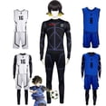 thumbnail image 2 of Disfraz de Cosplay de Anime Blue Lock Bachira Meguru, camiseta blanca, mono de fútbol, ropa de Carnaval para Halloween, 2 of 5
