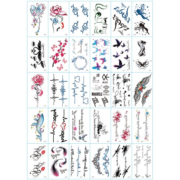Xingzhi 30 Pieces Coloring Skin Stickers Waterproof Long-lasting Alphabet Flowers Sticker Single-use Painting DIY Body Paint Kits Type 5