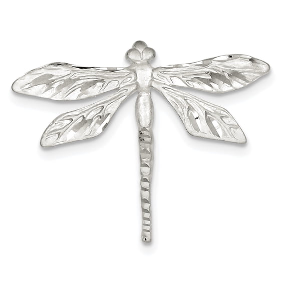 Beautiful Sterling Silver Satin Finish Diamond Cut Dragon Fly Pin