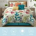 thumbnail image 2 of Lanco Zena Floral 7-Piece Comforter Set, White/Teal/Red/Green, California King, Quilted, 2 of 7