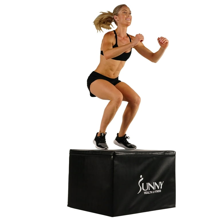 Sunny Health Fitness Foam Plyometric Exercise Box 440 lb Weight Capacity Step Up Jump Box with 3 in 1 Height NO. 085