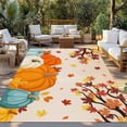 thumbnail image 3 of Outdoor Rug 5x7 ft Fall Thanksgiving Waterproof Outdoor Patio Rug Mat Non Slip Outside Area Rugs Carpet for RV,Camping,Porch,Deck,Pool,Balconybackyard,Orange Teal White Pumpkin Retro Maple Leaf, 3 of 9