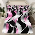 thumbnail image 2 of Erosebridal Geometric Lines Sheet Set Twin,Spiral Swirl Bedding Sets Twin Size,Black Pink Twin Sheet Sets,Ultra Soft Abstract Room Decorative,3pcs, 2 of 7
