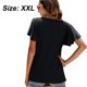 thumbnail image 2 of Dinheiro Camiseta de Mujer Top Informal con Manga con Volantes y Cintura Hueca (Negro), XXL,, 2 of 6