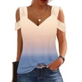 thumbnail image 1 of Fiudx Camisas de Mujer Blusas con Cuello En V y Hombros Descubiertos para Mujer, Top de Manga Corta, 1 of 5