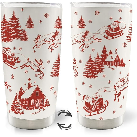 Vintage Retro Christmas Santa 20oz Travel Coffee Mug Tumbler, Christmas Vintage Gifts for Women Men Kids Teen Mom Girls, Christmas Holiday Water Stainless Steel Tumbler with Lid and Straw