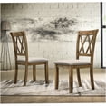thumbnail image 6 of Windvale 5-Piece Round Dining Set with Cross-Buck Base and Upholstered Chairs, Brown, 6 of 9