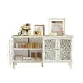 thumbnail image 6 of 60" Sideboard Buffet Cabinet with Storage, Antique Accent Wine Bar Storage Cabinet with Adjustable Shelf, Credenza Console Table for Dining Room, White, 6 of 9