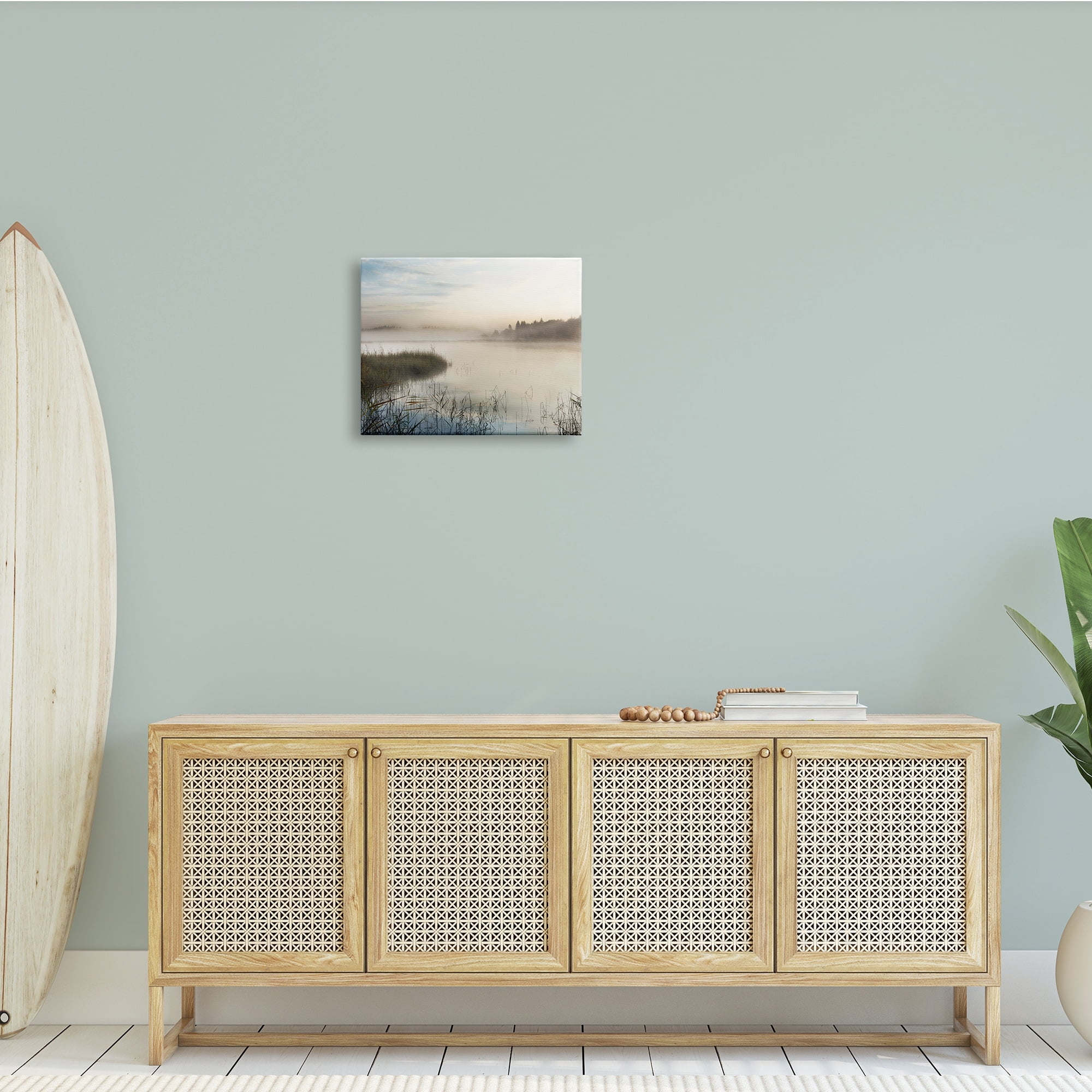 Stupell Indtries Misty Marsh Wetland Landscape Tall Grass Distant Forest,20 x 16,Design by Irene Weisz