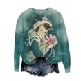 thumbnail image 3 of IROINNID Christmas Sweatshirts for Women Christmas Crewneck Pullover Long Sleeve Loose Fitting Holiday Casual Sweatshirt,Green, 3 of 4