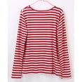 thumbnail image 3 of Leisure  Women Red White Striped Long Sleeve T Shirt Cotton Loose Shirt Female Basic O-Neck Tops Tee Autumn pullovers new, 3 of 4