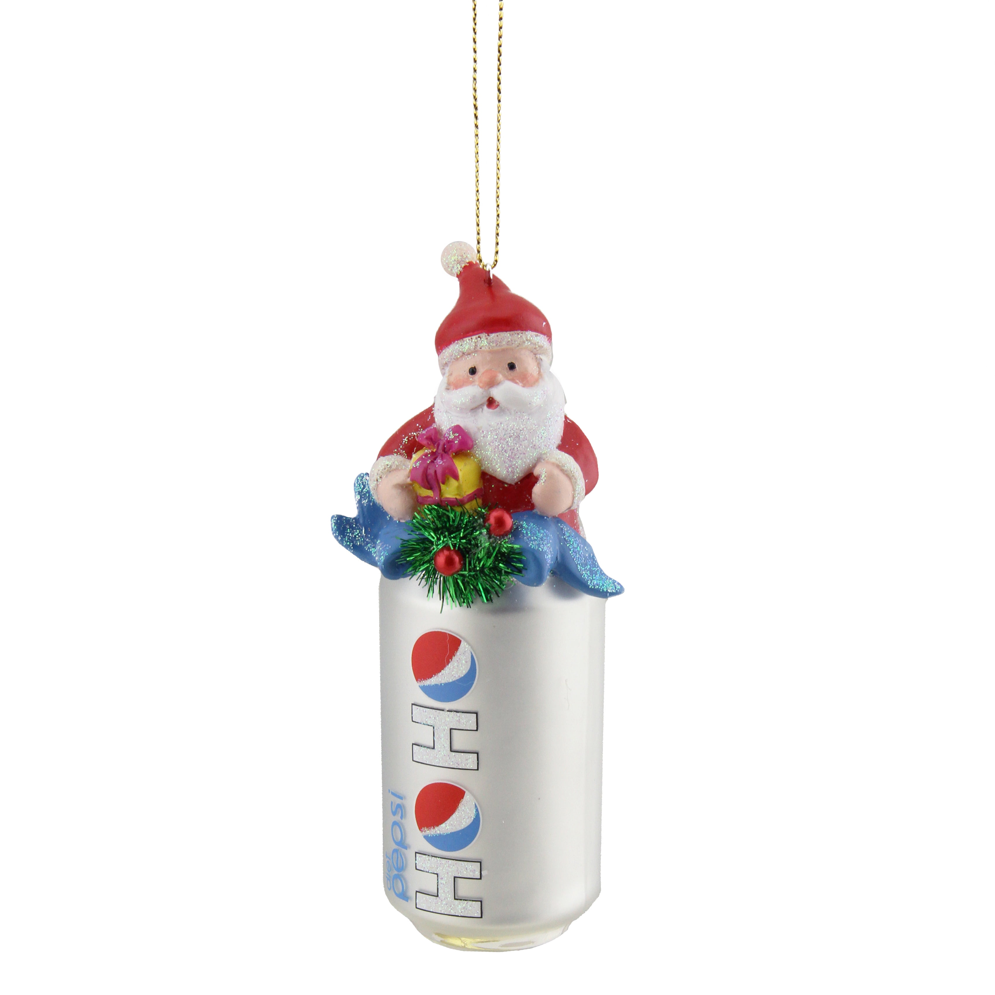 3'' RESIN SANTA DRINKING PEPSI & PEPSI CAN TREE ORNAMENT WITH GIFT BOX BRAND NEW 