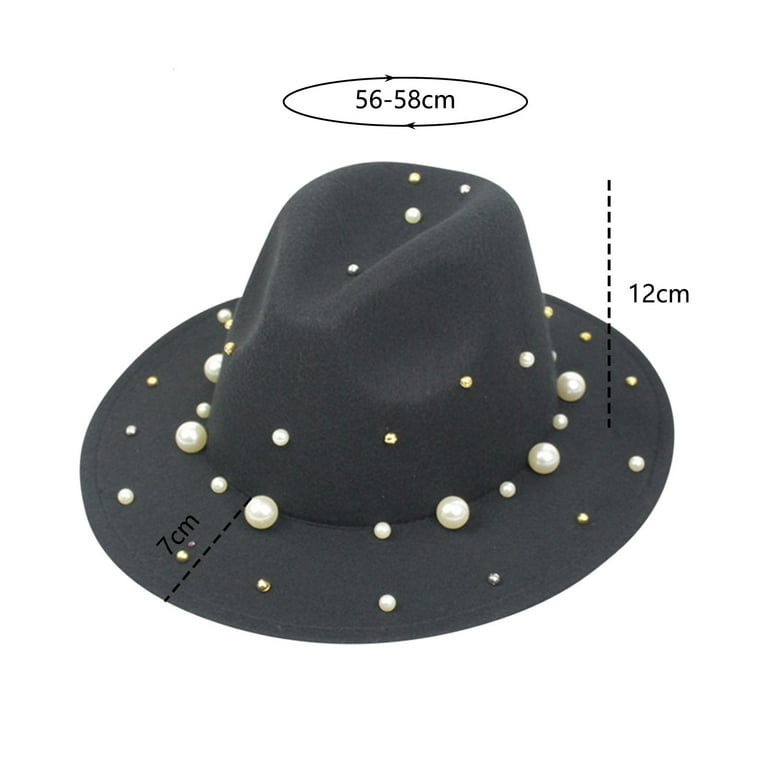 Fashion pearl Top hat wool Jazz Cap Fashion pearl Top hat wool Jazz Cap
