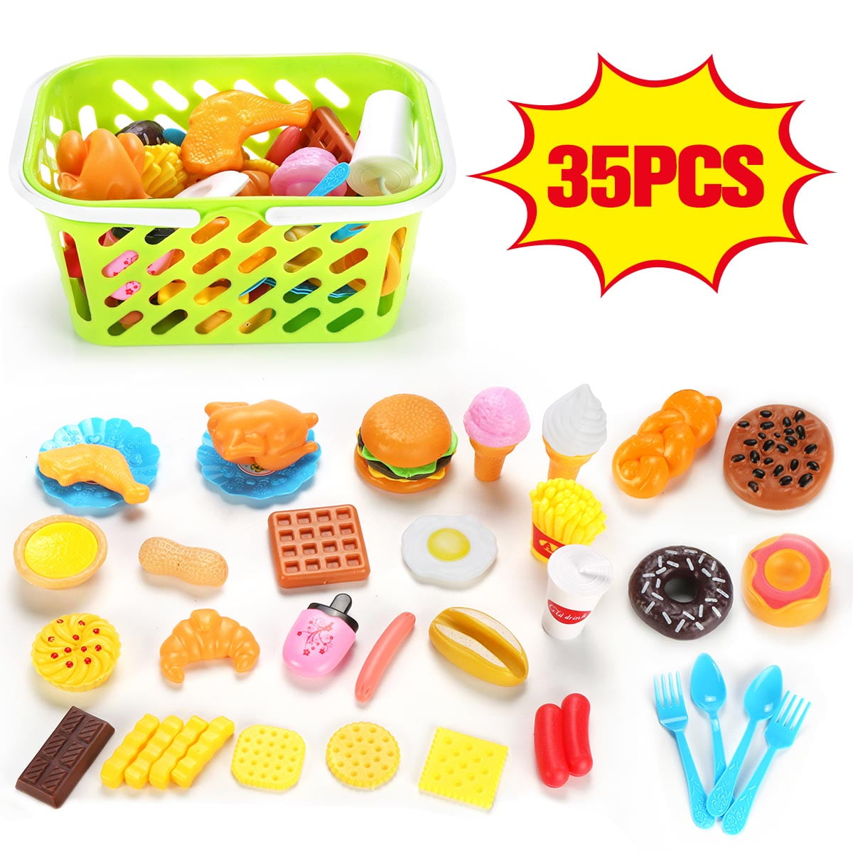 Plastic Fast Food Playset Mini Food Toy Children Pretend Play Gift for Kids New 
