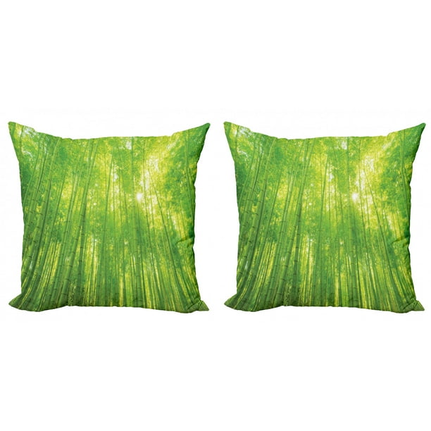 Bamboo Throw Pillow Cushion Cover Pack of 2, Image of Bamboo Trees with