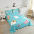 thumbnail image 3 of YST Cute Cat Comforter Kawaii Animal Full Size Bedding Set For Girls Kids Boys,Cartoon Cats Comforter Set Colorful Sleeping Cat Quilt Duvet Insert 2 Pillow Cases Turquoise, 3 of 6