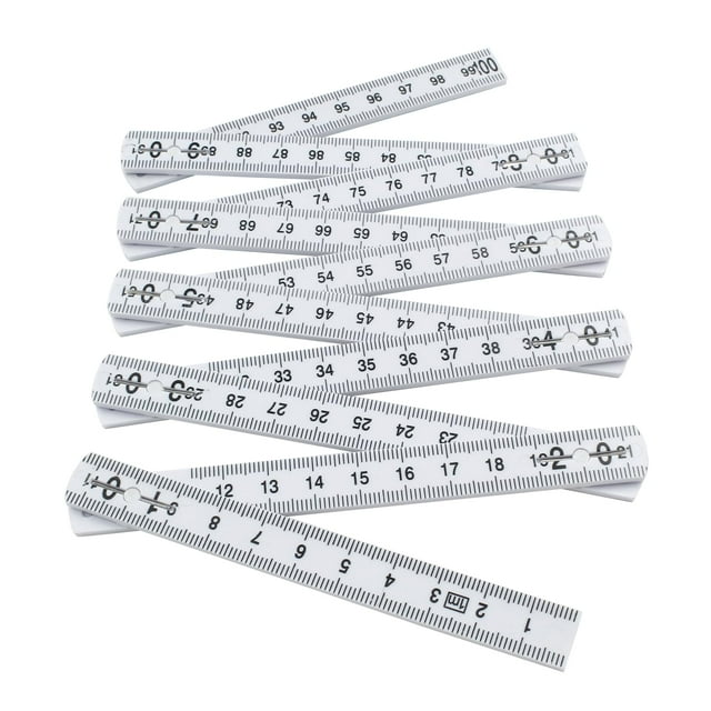 Regla plegable ABS blanca, regla plegable de 1 metro de longitud, regla de medición plegable, regla para carpintería, herramienta de medición métrica