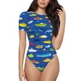 thumbnail image 1 of Vsdgher Combinaison à Manches Courtes pour Femmes, Justaucorps une Pièce Aguichant Col Rond Shapewear Contrôle du Ventre-TG, 1 of 7