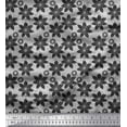 thumbnail image 1 of Soimoi Gray Modal Satin Fabric Black Sketch Floral Print Sewing Fabric Yard 42 Inch Wide, 1 of 3