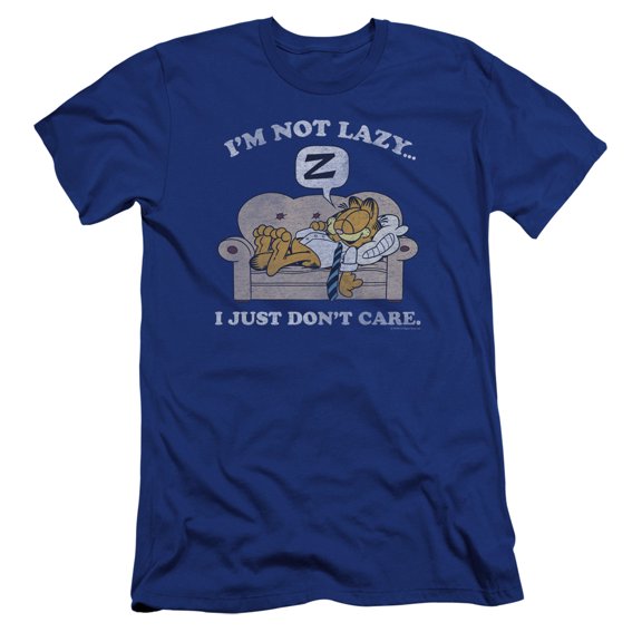 Garfield Not Lazy Premium Canvas Adult Slim Fit 30/1 T-Shirt Royal Blue