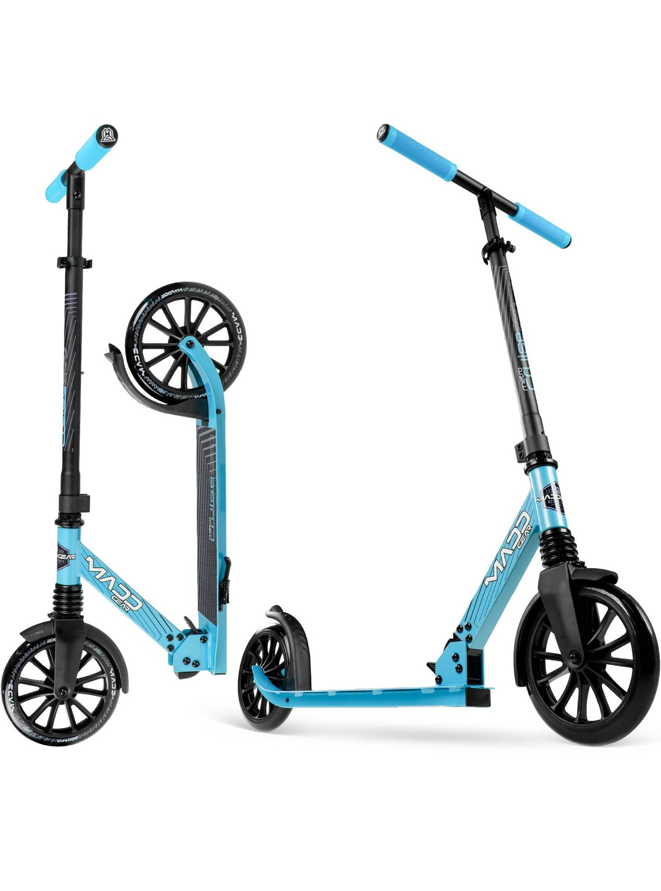 MADD GEAR METRO 250 - BLACK / BLUE FOLDING COMMUTER SCOOTER WITH ADJUSTABLE BAR