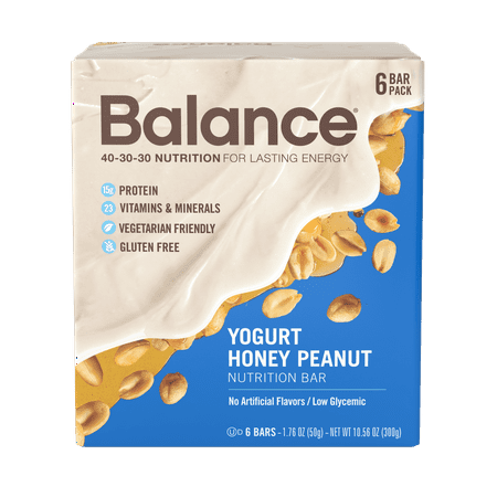 Balance Bar, Yogurt Honey Peanut, 6 count Value Pack, Yogurt Honey Peanut Nutrition Bar, 15g Protein + Vitamins and (Best Value Protein Bars)