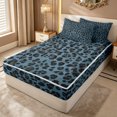 thumbnail image 3 of Erosebridal Vintage Leopard Print Zipper Full Size Comforter Sets with Fitted Sheet and 2 Pillowcases for Girls, Fashion Animal Spot Zipper Bedding Set, Navy Reversible, 4 Pieces, 3 of 7