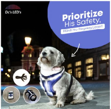 Remote-Controlled Reflective LED Safety Vest for Your Dog & Cat For Prevent Accidents |  Glow-in-the-Dark Night Walking Harness | Rechargeable & Safe Battery Technology