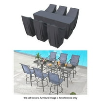 Covers & all 9-Piece Square Outdoor Bistro Set Covers for 6 Chairs and 3 Tables, Water-Repellent UV-Resistant Polyester for 6-Person Bistro Dining Set