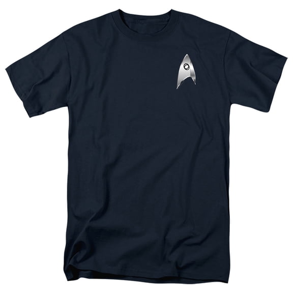 Star Trek Discovery Sciences Badge Adult 18/1 T-Shirt Navy