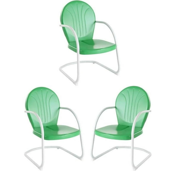 Home Square Griffith 3 Piece Metal Patio Chair Set in Grasshopper Green
