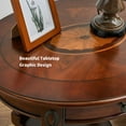 thumbnail image 3 of JESONVID Solid Wood Oval End Table with Drawer and Storage Shelf, Traditional Vintage Side Table Polished Edging Sofa Table Bedside Nightstand for Living Room Bedroom Home, Cherry Walnut, 3 of 8