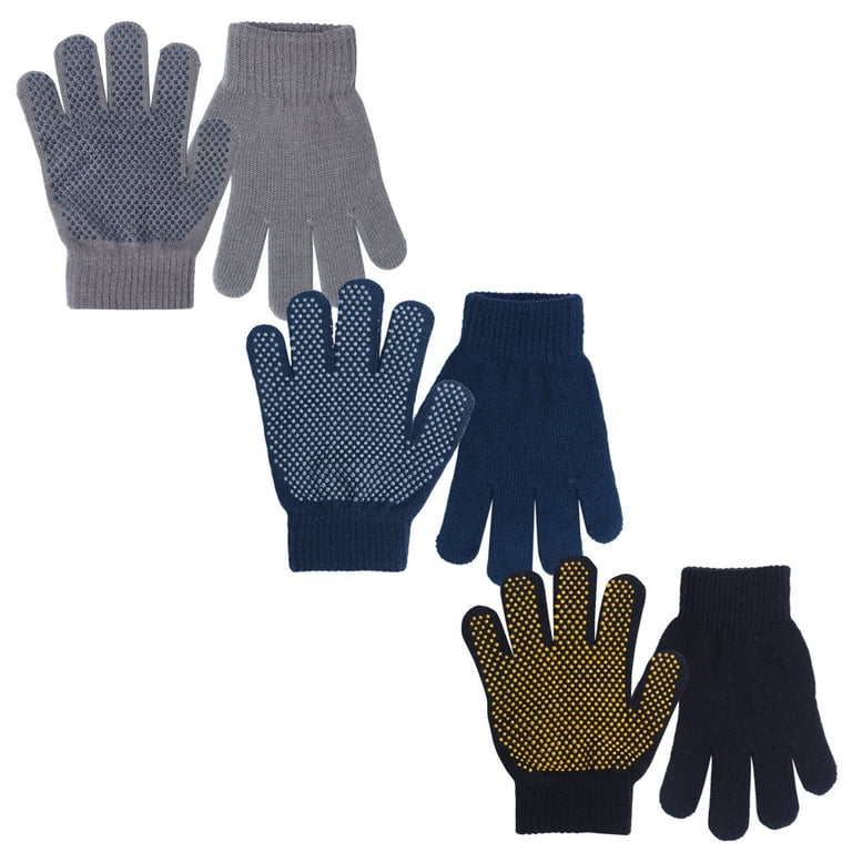Evridwear Kids Winter Gloves Knit Warm Stretch Gripper Children Glove Medium, 6-8Years