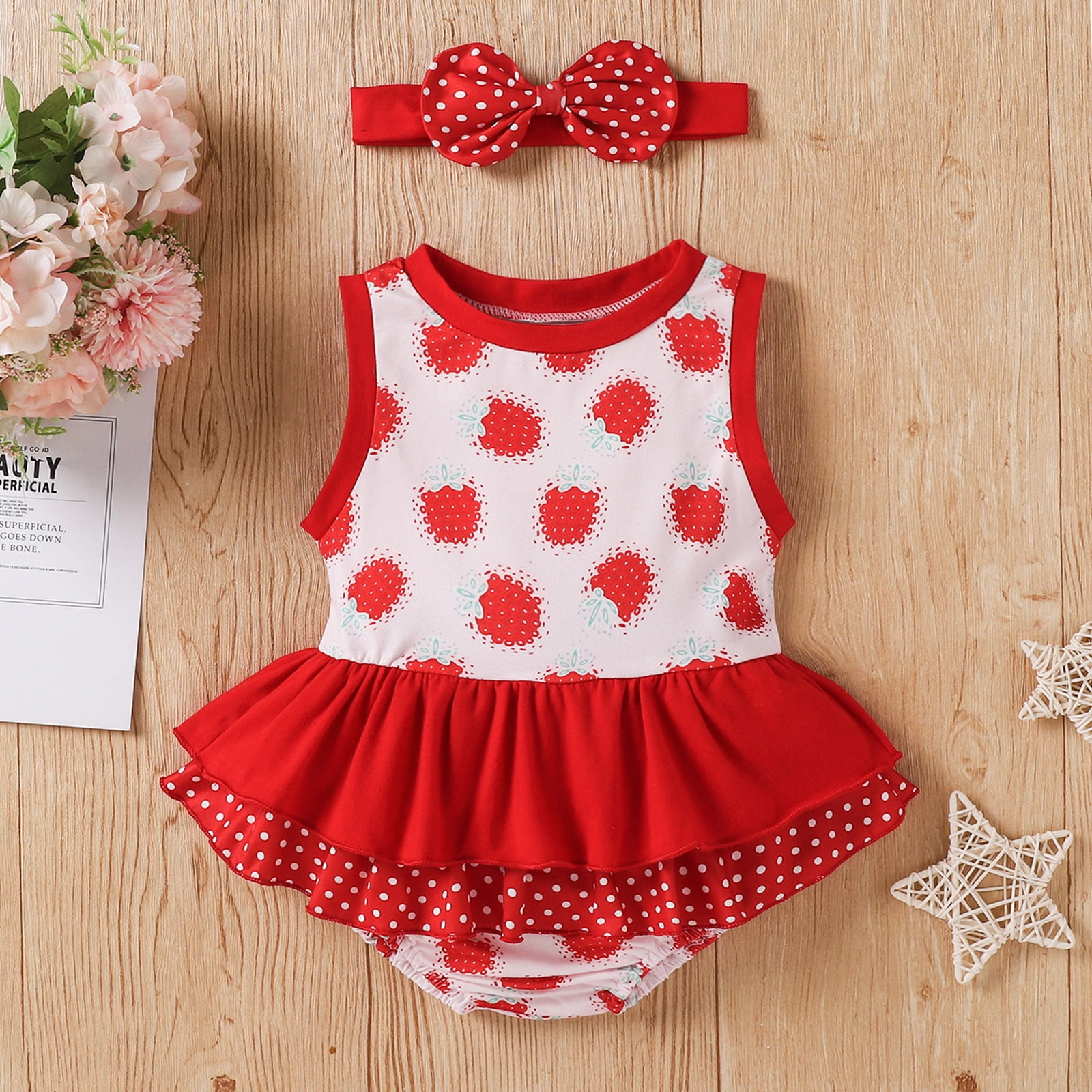 Toddler Girl Letter Print Bowknot Design Sleeveless Romper
