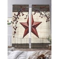 thumbnail image 3 of Country Stars Sheer Curtains 2 Panels Set Vintage Red Star Berry Beige Wood Grain Sheer Window Curtains Light Filtering Rod Pocket Voile Drapes for Bedroom Living Room 52"X84", 3 of 8