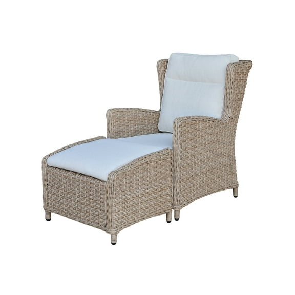 Outdoor Aluminum Wicker Patio Lounge Chair with Cushion - Natural