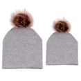 thumbnail image 2 of Gorro elástico de algodón suave para invierno, 2 uds., para madre y bebé gris perfke Sombrero de niño padre de algodón, 2 of 7