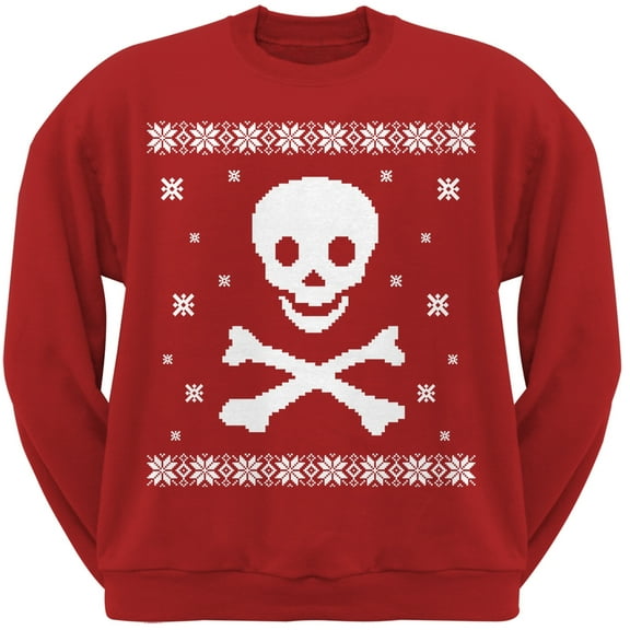 Big Skull & Crossbones Red Adult Sweatshirt